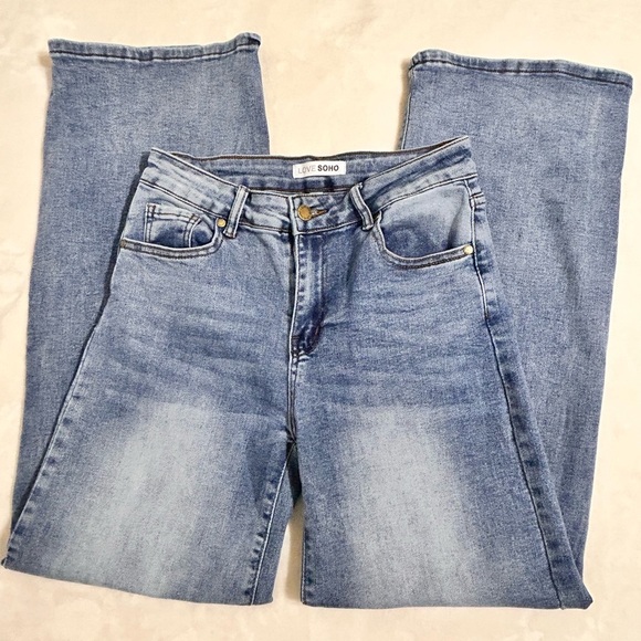 Blue Straight-Leg Jeans with Faded Denim - Picture 9 of 9